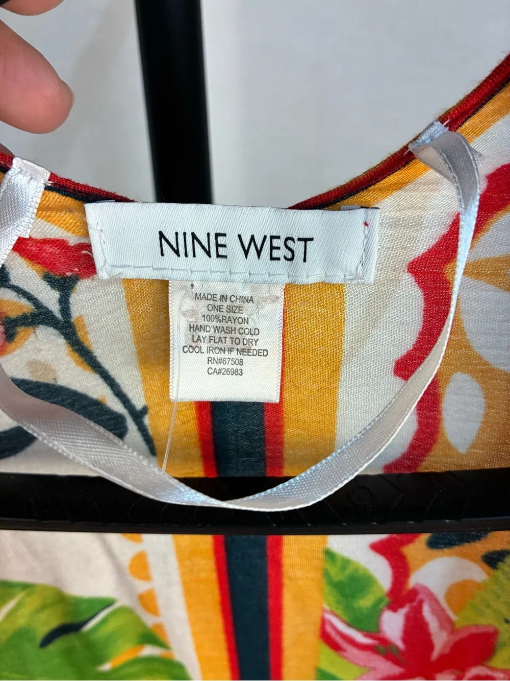 Nine West Bright Floral Tasseled Poncho OS